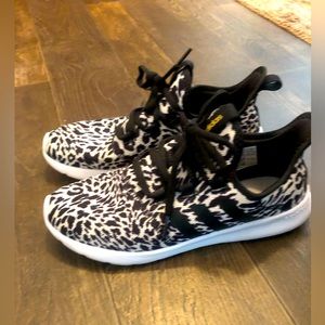 Adidas black and white leopard print size 8